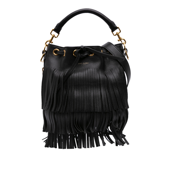 Pre-Loved Saint Laurent Small Calfskin Emmanuelle Fringe Bucket